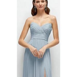 After Six Women's Size 8 Strapless Long Dusty Blue Chiffon Dress